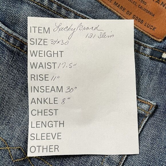 LUCKY BRAND 121 Slim Straight Jeans Men’s 34X30 Medium Wash Faded Denim - Picture 12 of 12